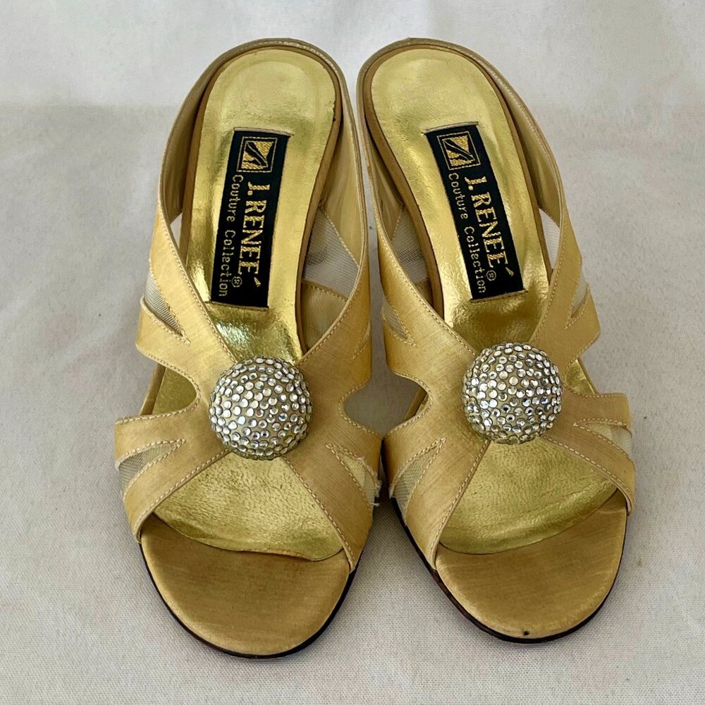 J. Renee Couture Collection Gold Shoes with Silver Bauble Sz. 6.5 M  Like New